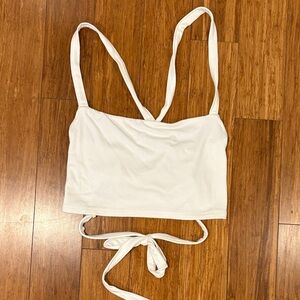 Garage White Ribbed Crop Top